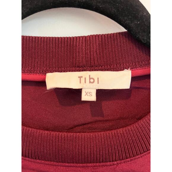 Tibi Blouse Women XS Burgundy Long Sleeve Lightweight Top - Picture 3 of 5